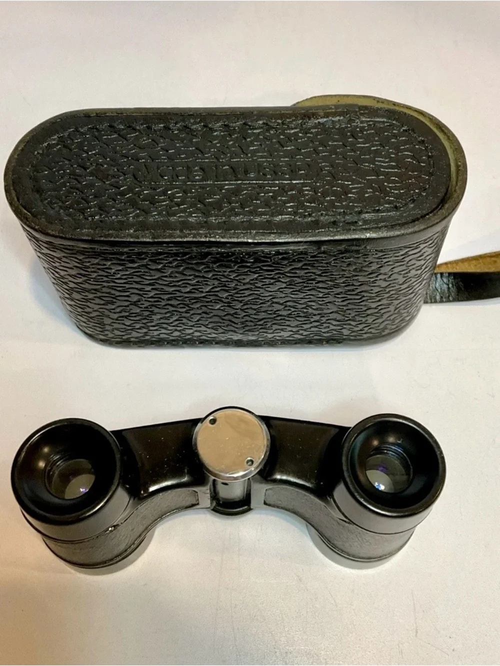 Vintage United USSR Binoculars with Original Black Carrying Case and Strap